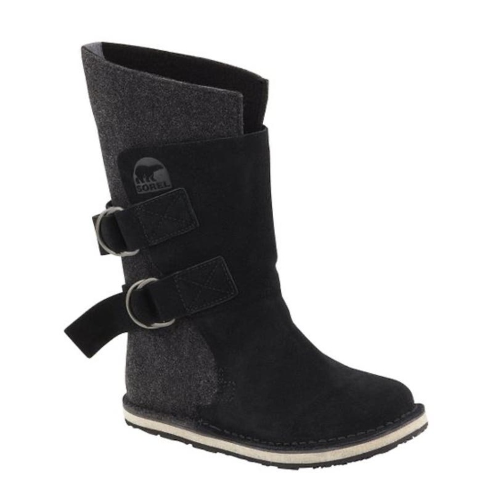 SOREL Kids Chipahko Black Gray Felt Suede Boots Size 1 - Picture 2 of 10